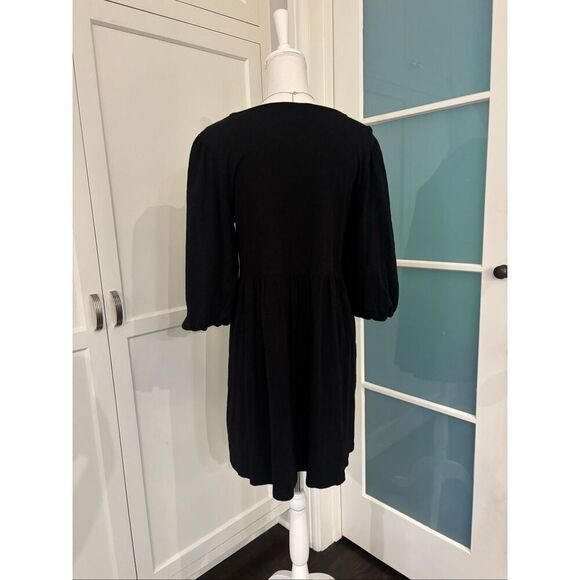 Sanctuary Women's Black Organic Cotton Blend Long Sleeve Fit & Flare Dress Small - Picture 2 of 7